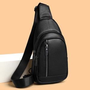 고급 브랜드 정품 가죽 남성용 가슴 가방 대용량 캐주얼 크로스 바디 백 탑 레이어 소가죽 싱글 숄더 백팩