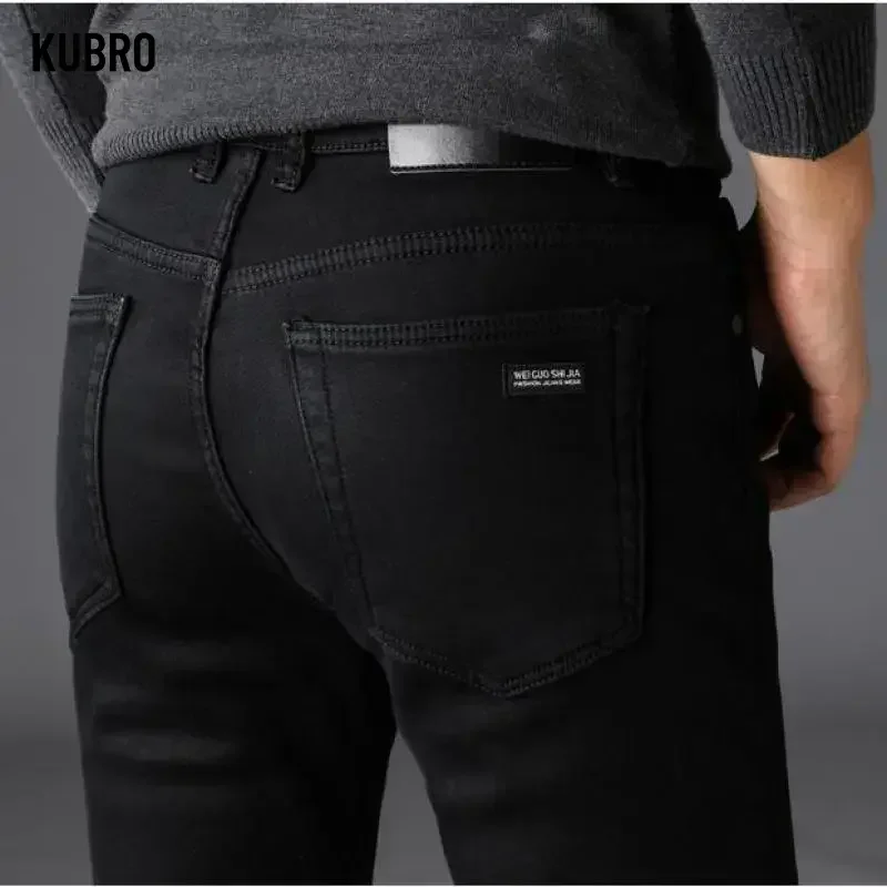 남성 클래식 고급 패션 브랜드 청바지 Jean Homme Man 소프트 스트레치 블랙 바이커 Masculino 데님 바지 남성 바지 오버올