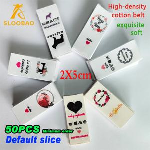 맞춤형 로고 DIY 개인 맞춤형 면 라벨 의류 개인 태그 수제 고밀도 면 컬러 인쇄 이름 라벨 반으로 접기