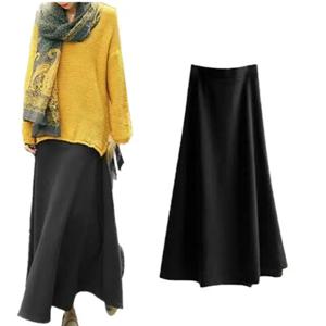 패션 여성 두껍고 따뜻한 겨울 스커트, 가을 맥시 스커트 블랙 우아한 벨벳 스커트 베스티도스 플러스 사이즈 스커트