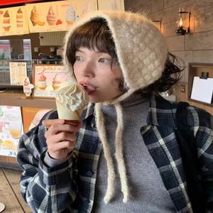 2025 신상 니트 귀마개 여성용 가을 겨울 울 귀 보호 캡 다용도 따뜻한 방한 귀덮개