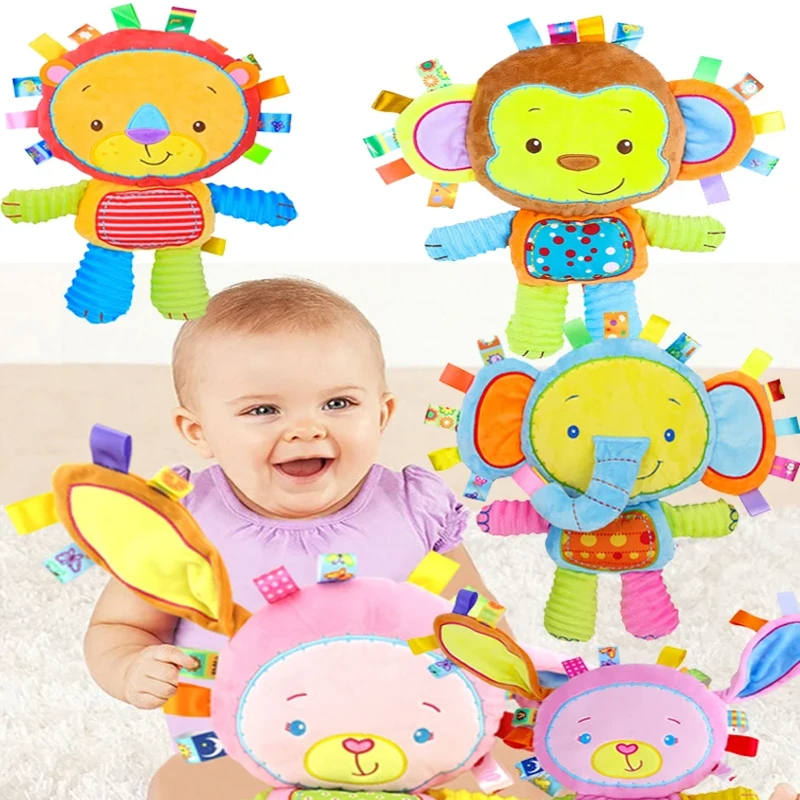 아기 태그 봉제 인형 부드러운 장난감 사랑스러운 코끼리 플러시 벨 장난감 내장 딸랑이 감각 장난감 신생아 유아 선물