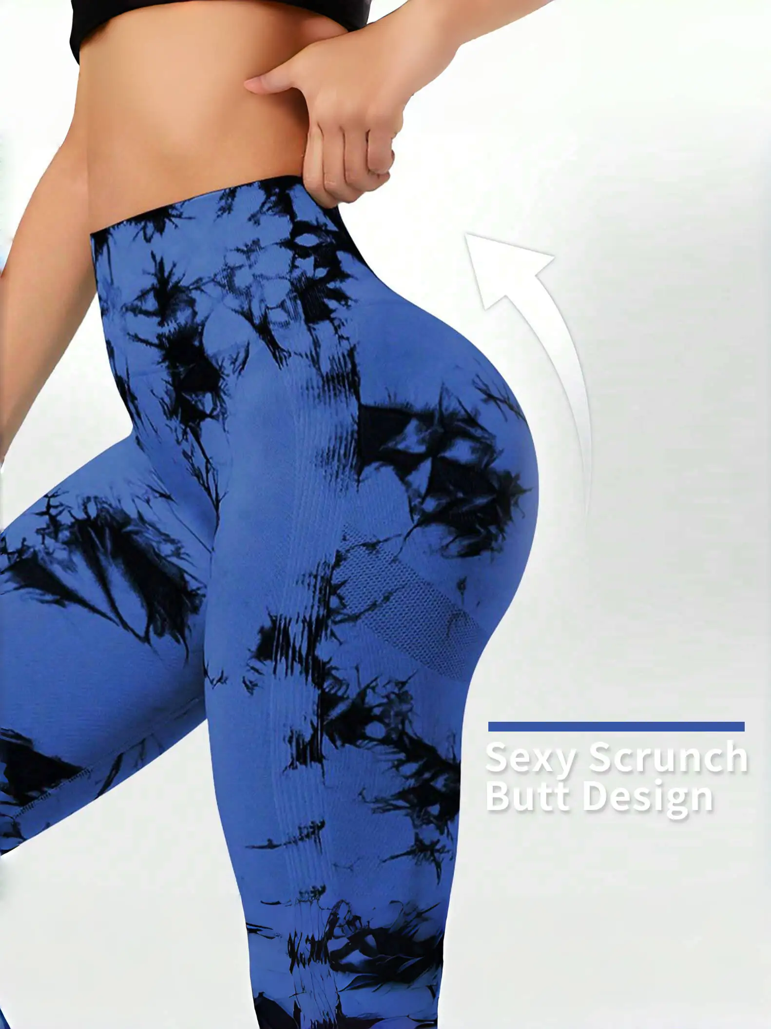 심리스 타이다이 요가 팬츠 하이웨이스트 피치 부티 레깅스 (여성용) - 프린트 운동 타이츠 힙업 피트니스 크로스보더