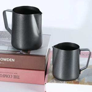 두꺼운 블랙 350/600ml 라떼 아트 컵 스파우트 계량컵 우유 거품컵 커피 스티밍 피처 바리스타 커피숍 도구