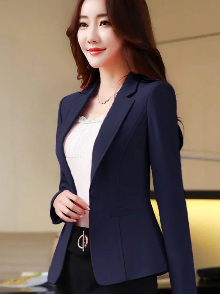 봄과 가을을위한 한국 여성의 맞춤형 블레이저 자켓 Office Lady OL 캐주얼 비즈니스 정장 여성용 트렌디 스타일