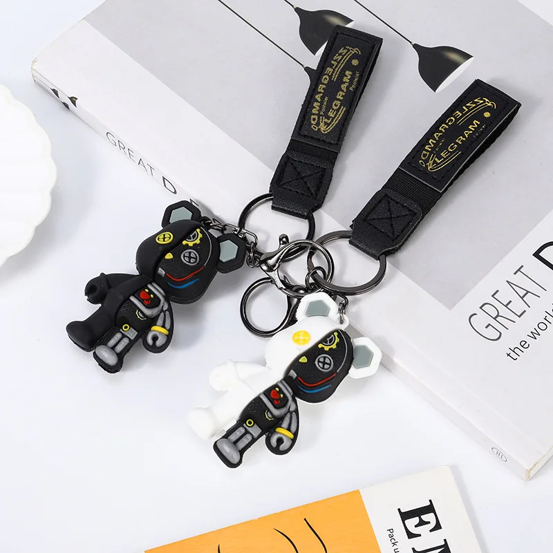 심플한 기계식 곰 귀여운 키체인 체인 가방 맞춤형 소형 펜던트 액세서리 키체인 장식 선물