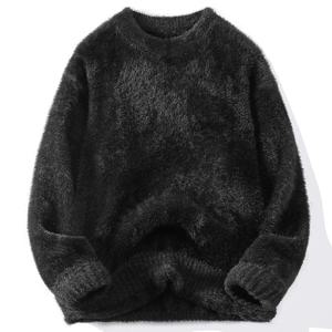 남성용 스웨터 라운드넥 단색 루즈핏 젊은 커플룩 셔츠 가을 겨울 신상 남성 홈웨어 파자마 따뜻하고 편안함