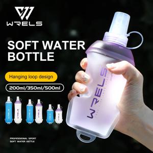 WRELS 야외 스포츠 물병 캠핑 러닝 자전거 소프트 접이식 TPU 소프트 플라스크 워터 가방 대구경 라이트 BPA 무료