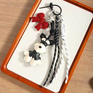 귀여운 PU 가죽 슈나우저 키 체인 귀여운 강아지 강아지 PU 가죽 옷걸이 동물 자동차 열쇠 고리 가방 펜던트 여성