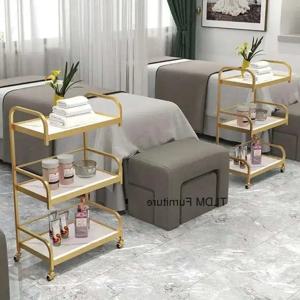 미용 카트 및 트롤리 헤어 보조 미용실 골드 가구 핑크 정리함 트롤리 자동차 속눈썹 트롤리 헤어 스파