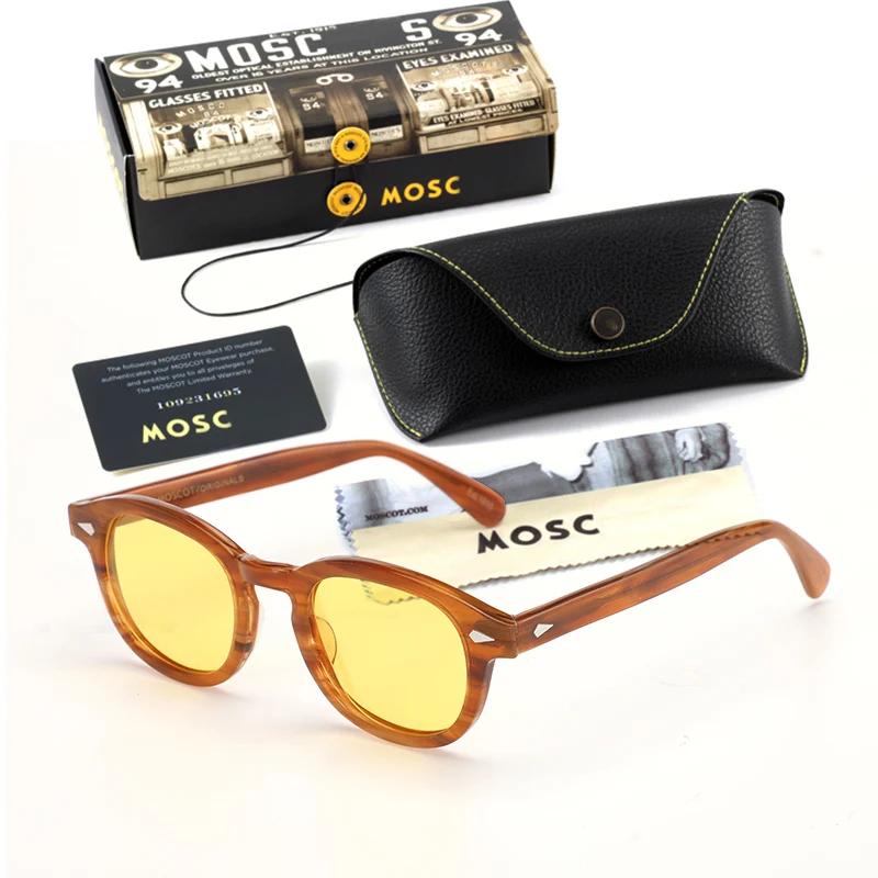 Lemtosh 선글라스 남자 조니 뎁 편광 선글라스 여성 럭셔리 브랜드 빈티지 아세테이트 프레임 드라이버 그늘