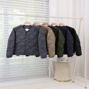 남성 프리미엄 경량 다운 재킷 가을 겨울 V넥 이너 베스트 아크 프레싱 라인 90% 다운 충전 나일론 원단 긴팔