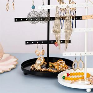 ABQR 블랙 3단 심플 귀걸이 보관대 귀걸이 스탠드 쥬얼리 디스플레이 스탠드 귀걸이 목걸이 반지 쥬얼리 스탠드