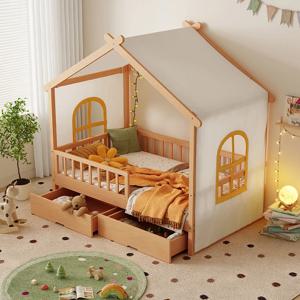 # 심플하고 안전한 원목 어린이 침대 캐노피 가드레일 싱글 모던 유아용 침대 프레임 플레이펜 디자인 카마스 인판틸레스 가구