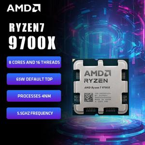 AMD 라이젠 7 9700X 프로세서 R7 9700X 5.5GHz 8코어 16스레드 40MB 게임 캐시 4NM TDP 65W 소켓 AM5 게이밍 CPU Zen 5 팬 없음