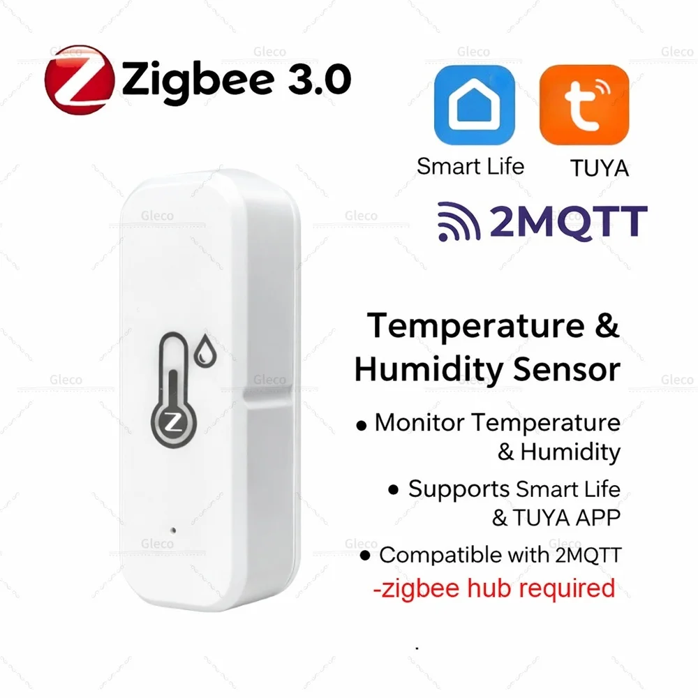 Tuya Zigbee 3.0 미니 온도 및 습도 센서 실내 스마트 홈 온도계 습도계 Z2M 스마트 라이프와 원격 작업