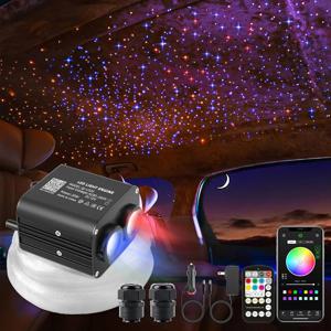 트윙클 LED 광섬유 조명, RGBW 드라이버, 이중 색상 광원, 블루투스 P 및 음악 모드, 자동차 별이 빛나는 하늘 램프, DC12V, 20W