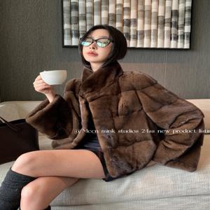 HDHOHR 2026 신상 천연 밍크 퍼 코트 여성용 진짜 밍크 퍼 코트 아우터퍼가 있는 고품질 여성용 따뜻한 두꺼운 겨울 재킷