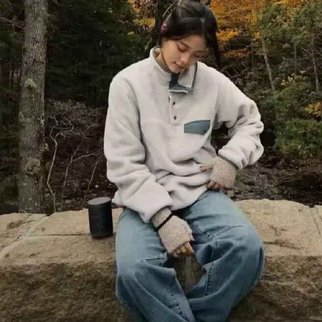 고급 야외용 정전기 방지 남녀공용 루즈핏 플리스 스웨트셔츠 통기성 후드티 캐주얼웨어 가을 겨울 신상품