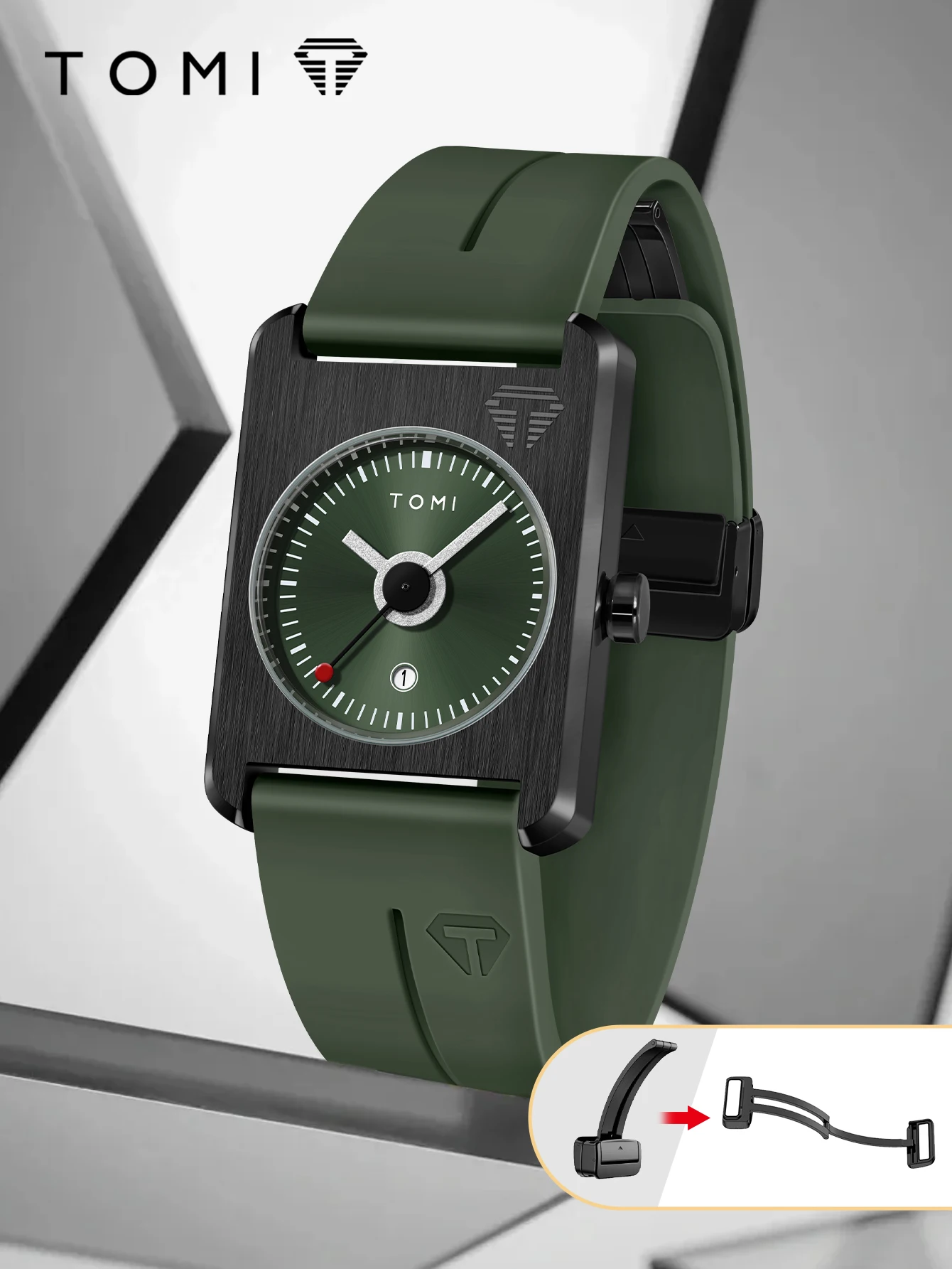 남성 패션 시계 쿼츠 시계 사각형 작은 다이얼 손목 시계 자석 버클 시계 간단한 레저 시계