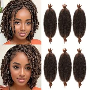 여성용 합성 소프트 아프로 트위스트 헤어 익스텐션 6개 - 킹키 말리 브레이딩 헤어, 각 8가닥 (록스 & 패션 트위스트용)