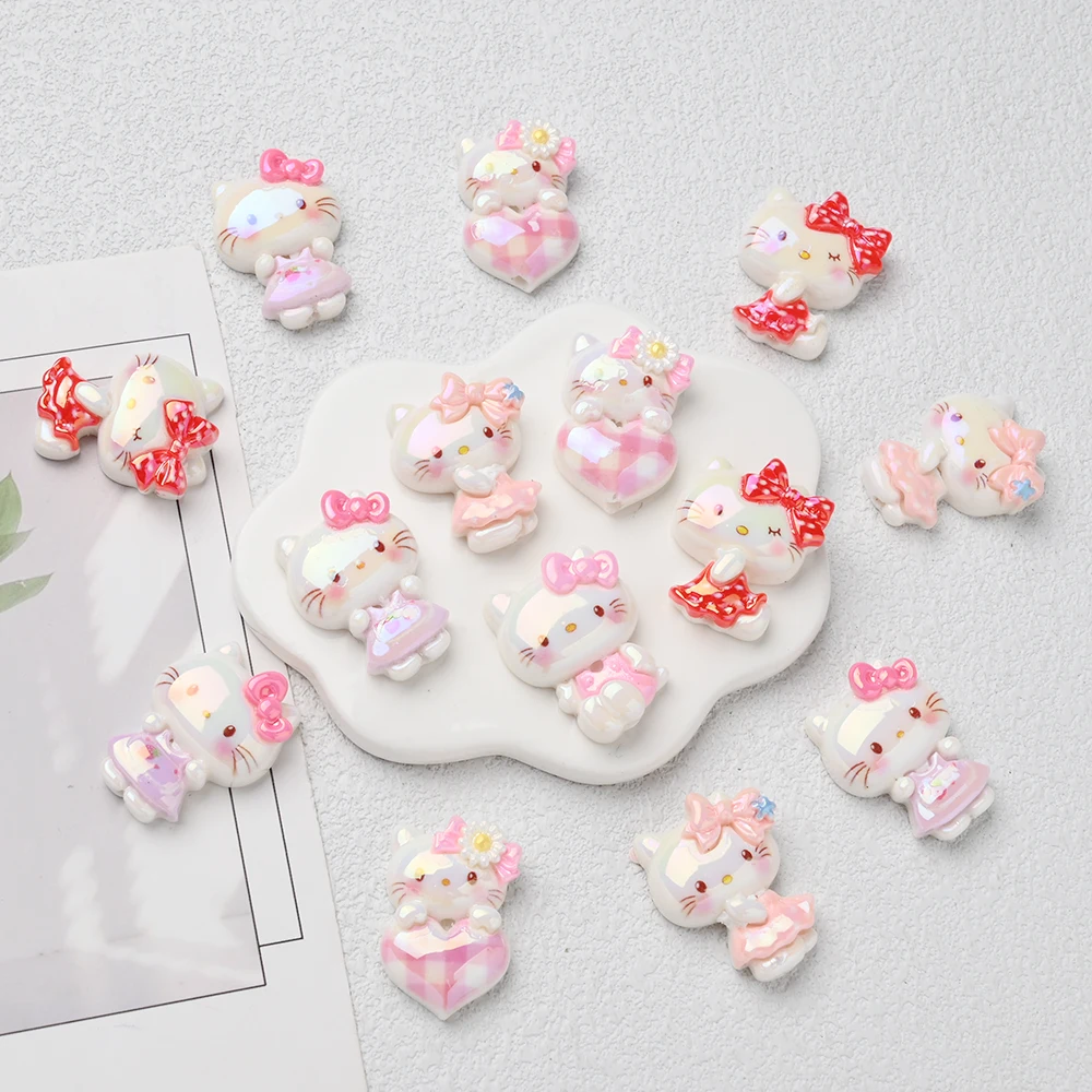 10개입 산리오 헬로키티 레진 비즈 유아 치아발육 장난감 식품 등급 치발기 DIY 고무젖꼭지 체인 액세서리