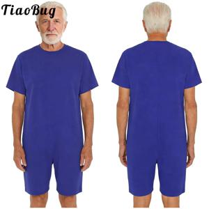 성인 남녀공용 방수 점프수트 노인 특수 필요 환자 의류 반팔 짧은 지퍼 원피스 롬퍼