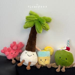 JELLYCAT 레모네이드 코코넛 플러시 매우 부드러운 야자수 붉은 산호 플러시 장난감 만화 인형 홈 장식 크리스마스 선물 소녀