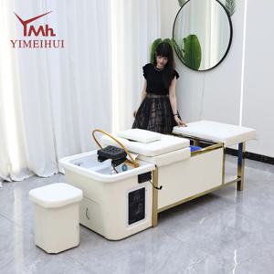 미용실 가구 화이트 타이 헤드 마사지 베드 파이프리스 샴푸 베드 물 저장 싱크대 포함