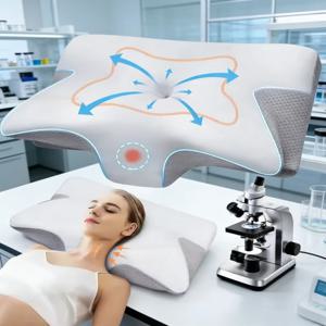 나비 모양 슬로우 리바운드 메모리폼 경추 베개 인체공학적 컨투어 정형외과 베개 목 통증 지원 베개