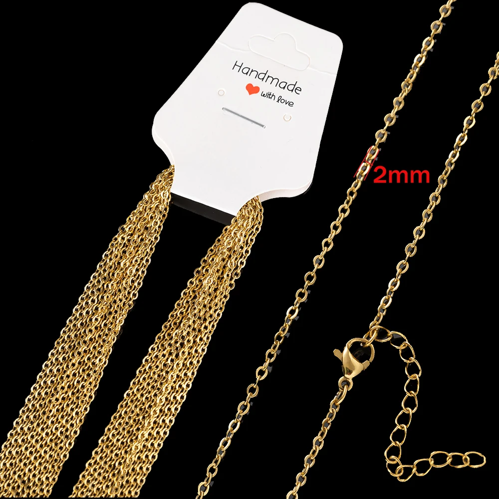 남녀 패션 주얼리 선물 제작용 10개 45+5cm 금색 스테인리스 스틸 링크 케이블 체인 목걸이 (랍스터 클래스프 포함)