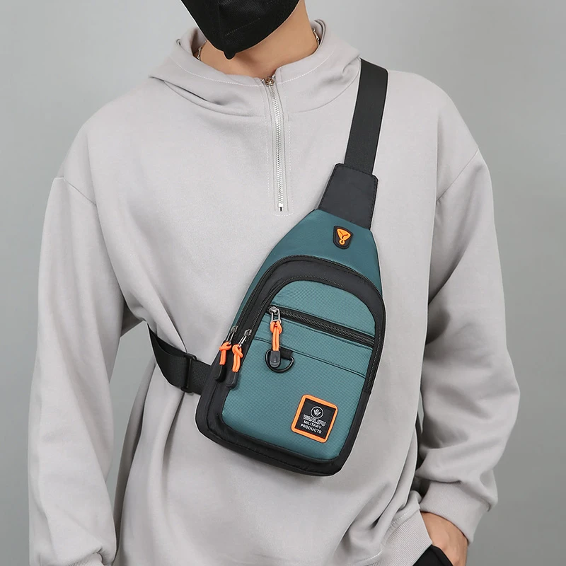 캐주얼 남자 가슴 가방 나일론 작은 어깨 가방 러닝 사이클링 벨트 슬링 가방 야외 스포츠 크로스 바디 가방 여행 전화 파우치 가방