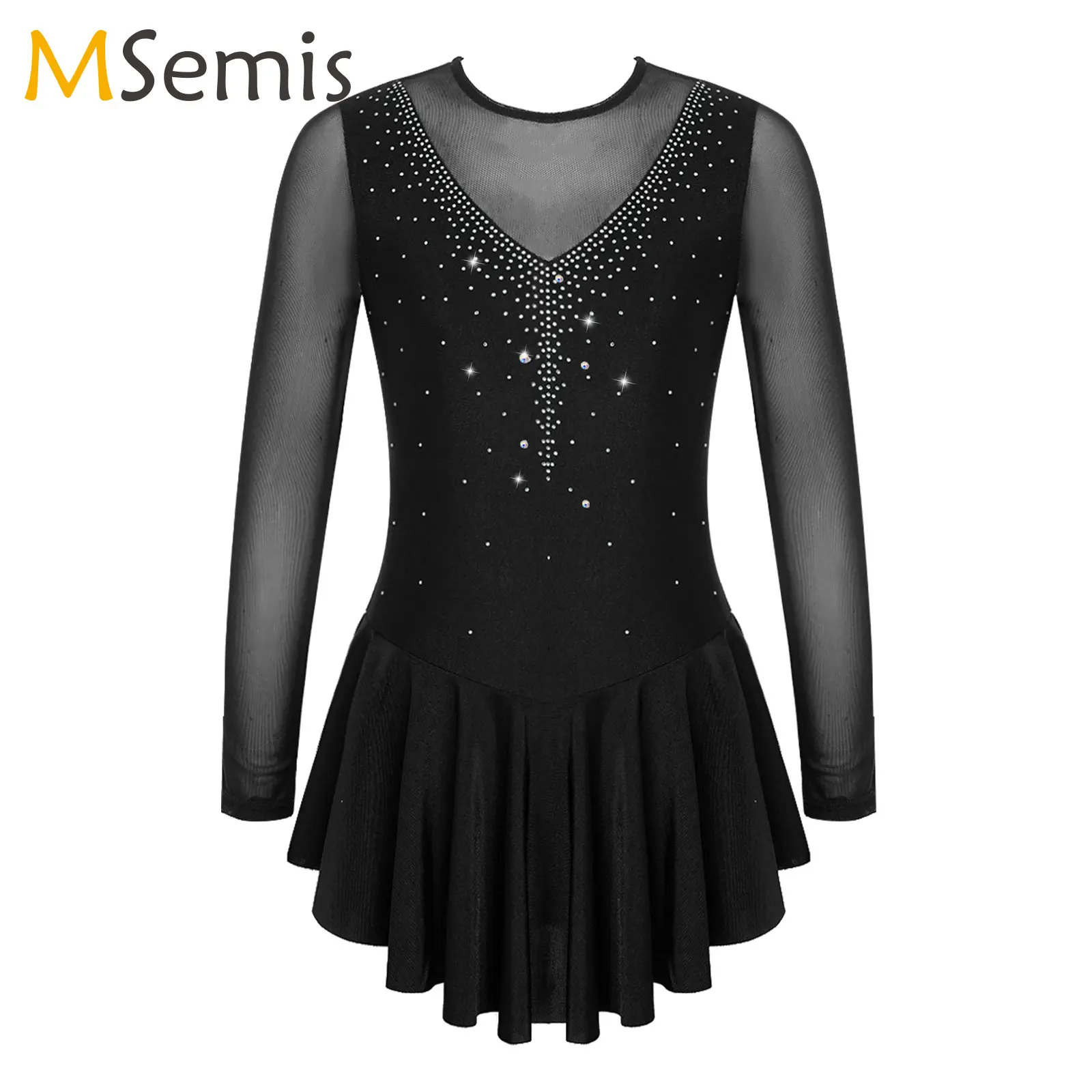 키즈 발레 투투 드레스 라인 석 체조 레오타드 십대 소녀 발레 메쉬 피겨 아이스 스케이트 드레스 무대 서정적 댄스 의상