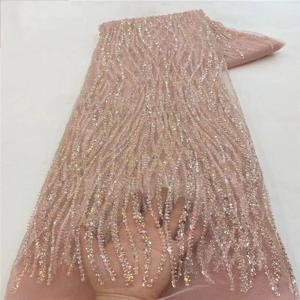 프랑스 메쉬 브라이덜 레이스 원단 비즈 아프리카 스팽글 레이스 2026 핫세일 나이지리아 비즈 여성 웨딩드레스 재봉용