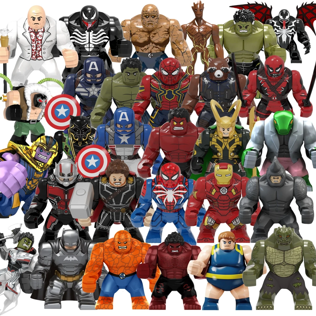 블라인드 박스 미니 블록 PG1806 피규어 빅 고블린 스파이더맨 아이언맨 베놈 캡틴 호크 데드풀 아머 크리스마스 선물 장난감