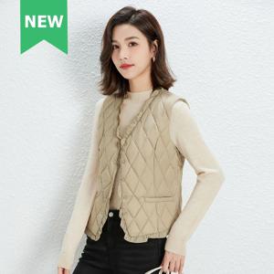 여성용 초경량 얇은 덕 다운 조끼, 용수철 가을 패션, 프릴 디자인 조끼, 따뜻한 겨울 슬림 조끼, 90% 신상
