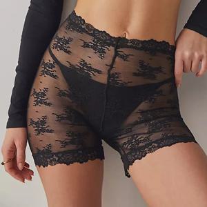 Y2K 여름 여성 레이스 반바지, 아메리칸 빈티지 섹시 메쉬 시스루 비치 바지, 끈 팬츠, 커버업 레이스 트림, 슬림핏 레깅스