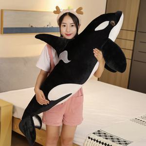 50cm-130cm 실물 같은 Orcinus Orca 검은 고래 플러시 장난감 큰 물고기 헝겊 인형 상어 박제 바다 동물 어린이 생일 선물
