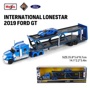 마이스토 1:64 인터내셔널/2019 포드 GT 트랜스포트 캐스팅 제조 트레일러 모델 시뮬레이션 모델 합금 자동차 컬렉션