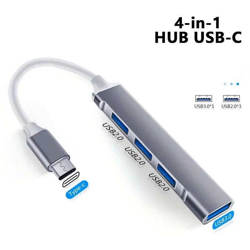 4-in-1 USB C 허브 3.0, 스마트폰, 태블릿, 노트북, 컴퓨터용 멀티포트 OTG 어댑터, 타입-C 스플리터