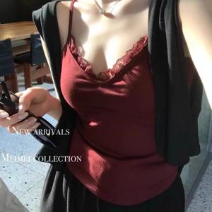 레이스 탱크 탑 여성 귀여운 Camis 섹시한 흰색 자른 캐미솔 여성 한국어 민소매 검은 조끼 여름 2025 Coquette Y2k 옷