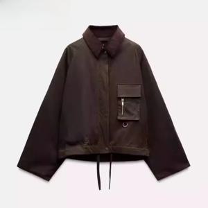 가을 겨울 신상 여성용 긴팔 코듀로이 왁스 자켓 코트 플립 칼라 아우터웨어 패션 다용도 루즈핏