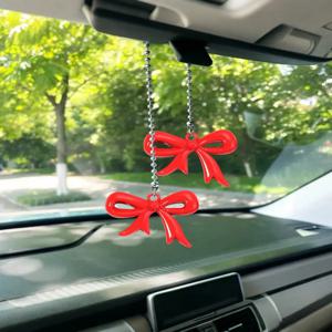 귀엽고 고급스러운 리어뷰 미러 참, 세련된 스테인리스 스틸 비즈 체인, 여성스러운 터치 (뷰 블록 없음), 장식용 리어뷰 미러