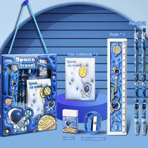 새로운 어린이용 귀여운 문구 세트 만화 문구 세트 연필 자 지우개 연필깎이 학생용 문구 용품