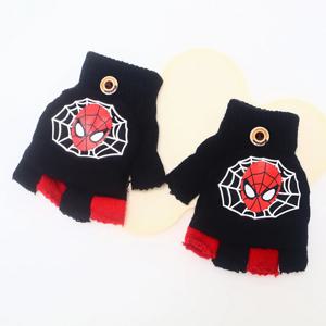 마블 스파이더맨 어린이 플립 장갑 유아용 반 손가락 장갑 유치원 플립 탑 따뜻한 장갑 2-7세 선물
