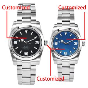 Miuksi NH35 맞춤형 36mm 39mm 기계식 시계 NH35 미요타 8215 무브먼트 자동 사파이어 방수 손목시계
