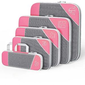 5개 여행용 압축 파우치 세트 (신발 가방 포함, 메쉬 시각화 디자인, 휴대용 경량 여행 가방)