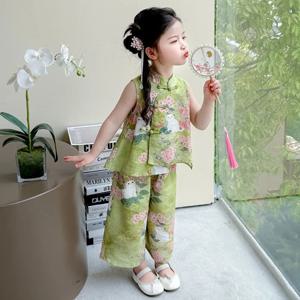여름 소녀 정장 코스프레 공연 의상 민족 스타일 중국 세트 어린이 의류 아동복 한복 패션 캐주얼