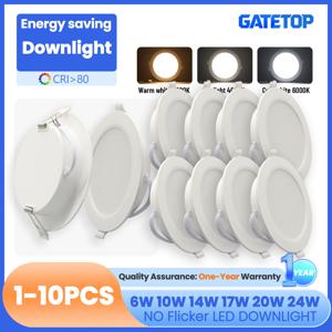 1-10개/묶음 매립형 LED 다운라이트 원형 LED 패널 라이트 120V 220V 3000K-6000K 10W 20W 24W 현관 실내 조명용
