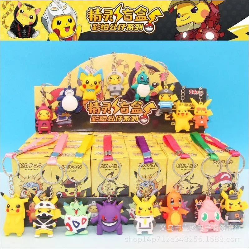 24pcs 포켓몬 피카추 그림 미스터리 블라인드 박스 전설 Arceus 영구 수동 장식 기본 주변 장치 장난감 펜던트 선물